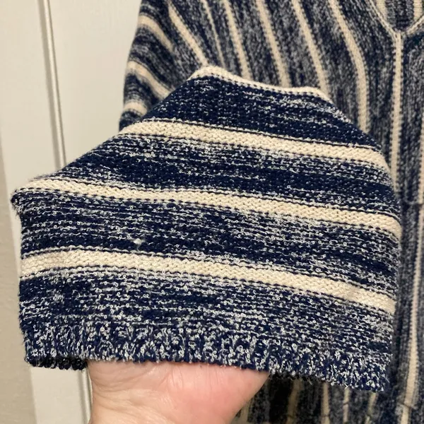 *Billabong Navy & Cream V Neck Knit Hoodie Sweater #U - Image 8