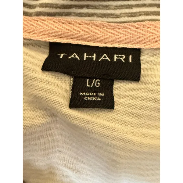Tahari NWT‎ Notch Collar Short Pajama Set Gray Pink Stripe Large - Image 3