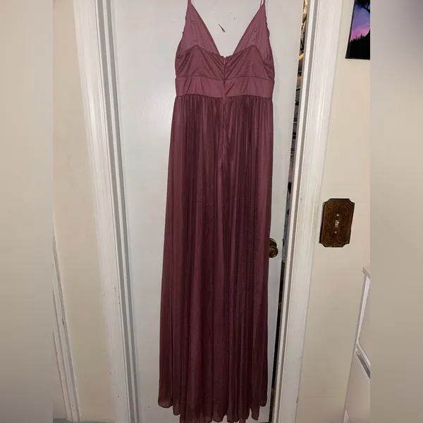 Pink Ruched Maxi Gown with Spaghetti Straps for Prom - Image 6