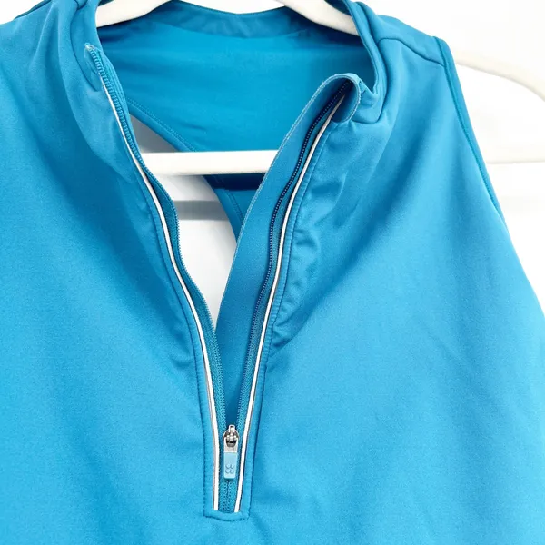 Sweaty Betty Womens Teal Blue Power Contour Zip Bra Racerback‎ Sports Bra XXL - Image 3