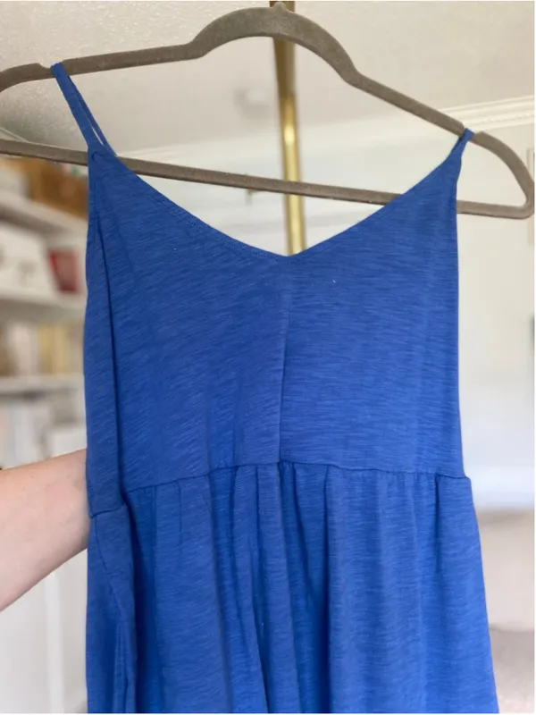 Old Navy Blue Tiered Cami Maxi Dress Cotton Cottagecore Quiet‎ Luxury Coastal S - Image 4