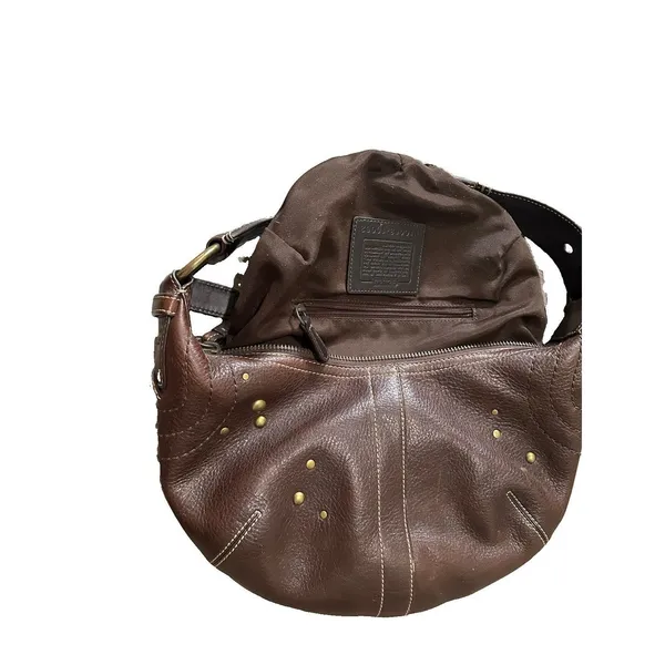 Vintage Coach Mia Soho Brown Leather Studded Starburst Hobo Bag 10062 W/ Hangtag - Image 9