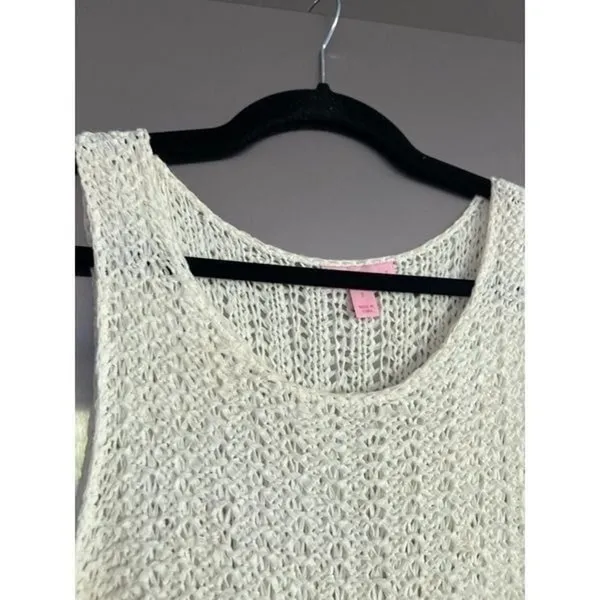 Lilly Pulitzer Luca Lua‎ Sweater White Fringe Hem Sleeveless size small 20057 - Image 3