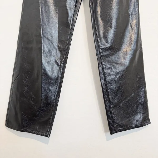 Good American Pants Size 26 Black Faux Leather High Rise Straight Corpcore Sleek - Image 3