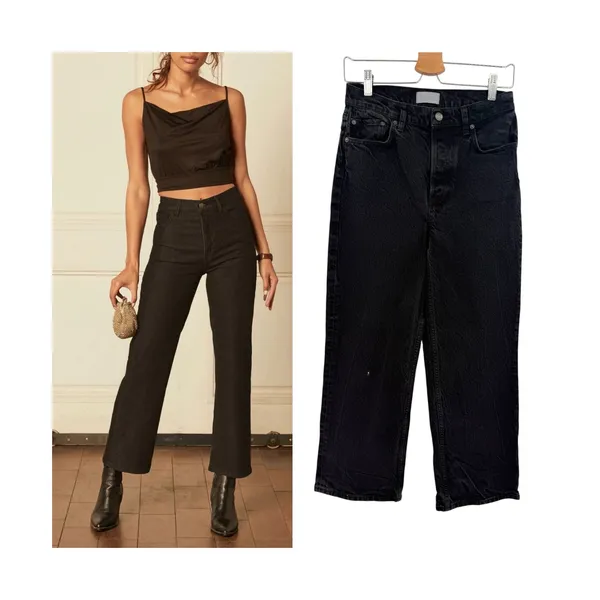 Boyish The Mikey High Rise Wide Leg Jeans Black Beauty Black Size 28 - Image 2