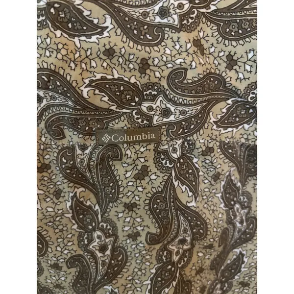 Columbia‎ Womens XL Paisley Tunic Top Olive Brown 3/4 Sleeve Button Neck AL7308 - Image 7