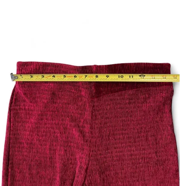 Free People So Charming Cranberry Crimson Velvet High Waisted Flare Leg Pants Medium - Image 5