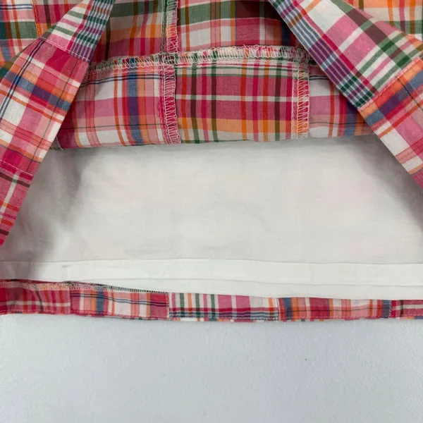 Talbots Patchwork Cotton Madras Plaid Mini Skirt Pink Green Colorful Size 8 - Image 3