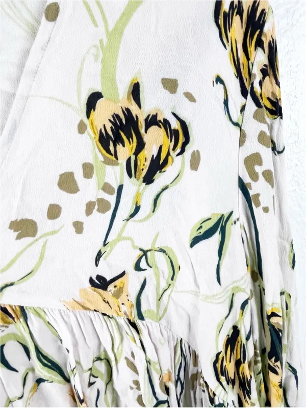 FREE PEOPLE Bella Floral Long Sleeves V-Neck Tunic Top Size Medium Boho Casual - Image 7