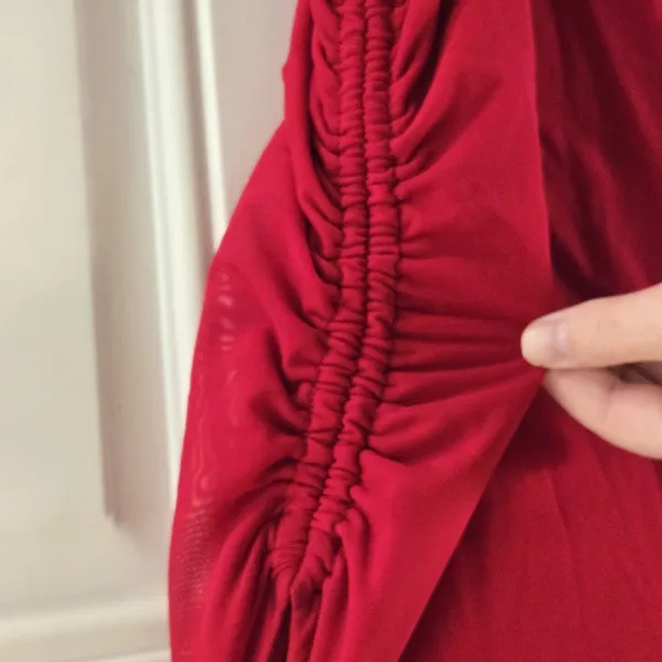 Princess Polly Red Ruched Bodycon Mini Dress Size US 8 Lined Cinch Sides Stretc - Image 9