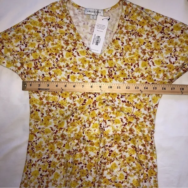 Wedding Guest Dress Size M Organic Cotton Amour Vert Yellow Floral Midi Cottage - Image 11