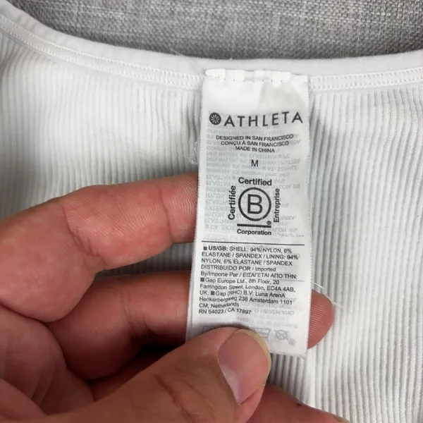 Athleta Tank Top Womens Medium White V Neck Ribbed Lightweight Stretch Athletic - Image 3