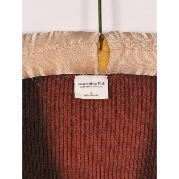Abercrombie & Fitch Slim Button Up Ribbed Cardigan Small Brown Quiet Luxury Fall - Image 4