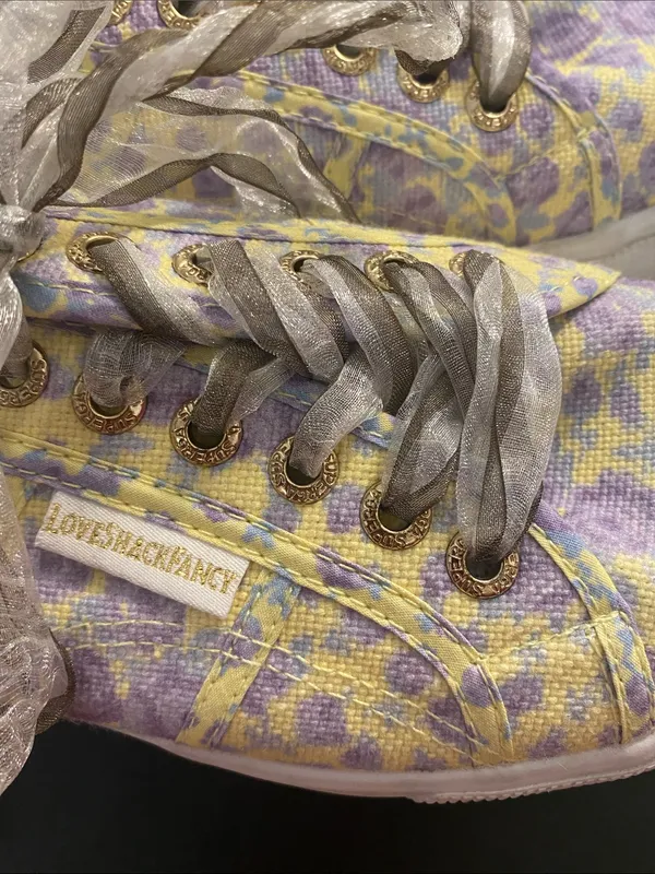 Superga x LoveShackFancy 2790 Platform Sneakers Yellow Purple Floral Lace 40 (9) - Image 5