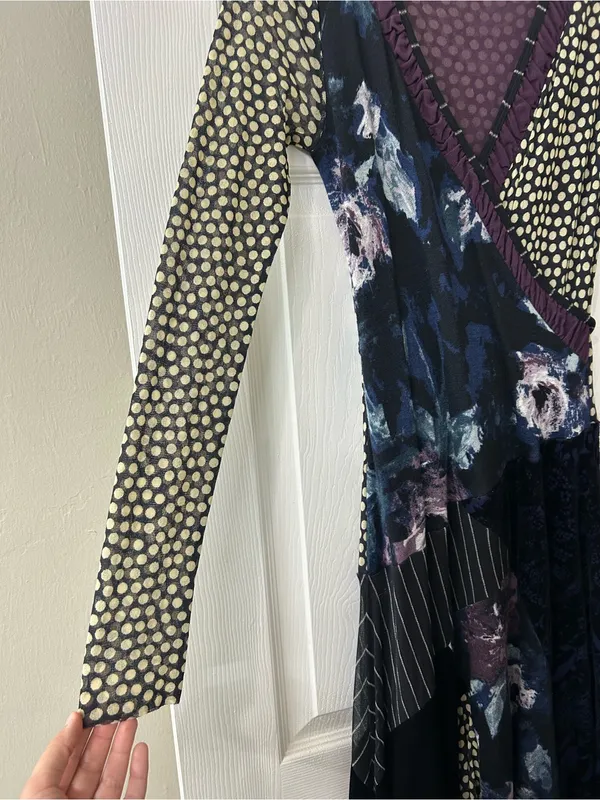 Fuzzi Multi Pattern Wrap Maxi Dress Sz L Purple Size L - Image 5