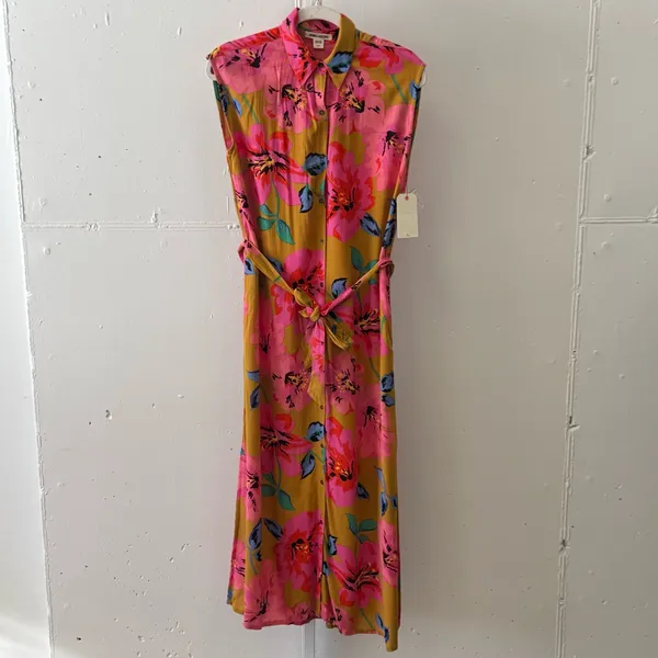 NWT Billabong Hawaiian Floral Sleeveless‎ Shift Midi Dress Small JD011BLN - Image 2