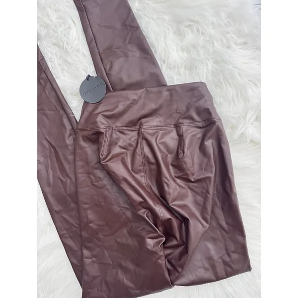 OFFLINE by Aerie Faux Leather High Waisted Leggings Chocolate Brown Size XS - Image 8