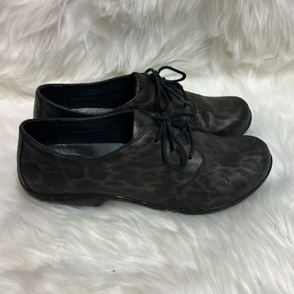 Dansko Black & Brown Leather Animal Print‎ Oxfords Size 38 7/7.5 B35 - Image 6
