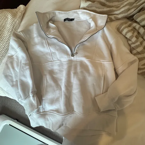 White Amazon Quarter-Zip Sweatshirt - Image 4