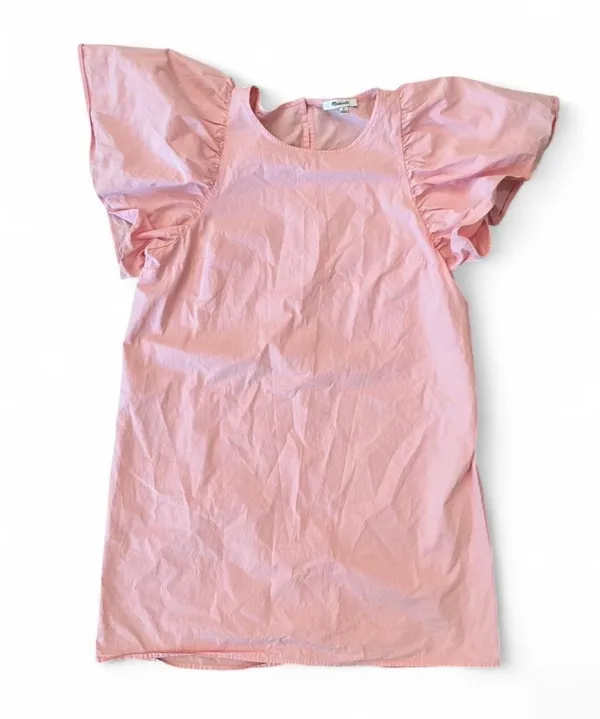 Madewell Poplin Flutter Sleeve Dress Light Pink Medium - Image 4