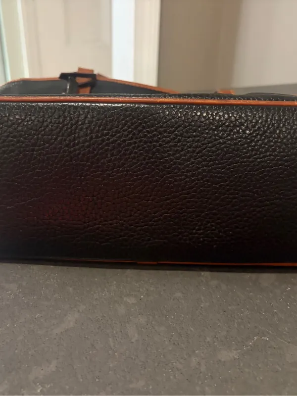 Dooney & Bourke Black Pebbled Charleston Leather Tote with Brown Trim - Image 5