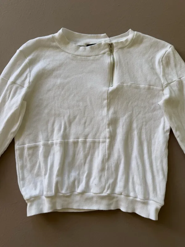 English Cotton Mixed Stitch Sweater White Size XS - Image 5