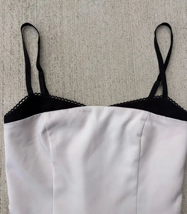 White Fox Corset Tank Top XS Black White Contrast Coquette Balletcore Y2K - Image 2