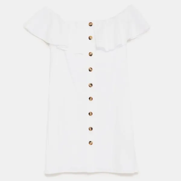 ✨ Zara Off-the-Shoulder Button Dress with Ruffles✨ - Image 7