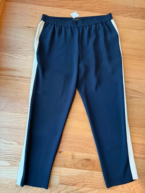 J.Crew Navy Cream Side Stripe Track Pants Size 10 - Image 3