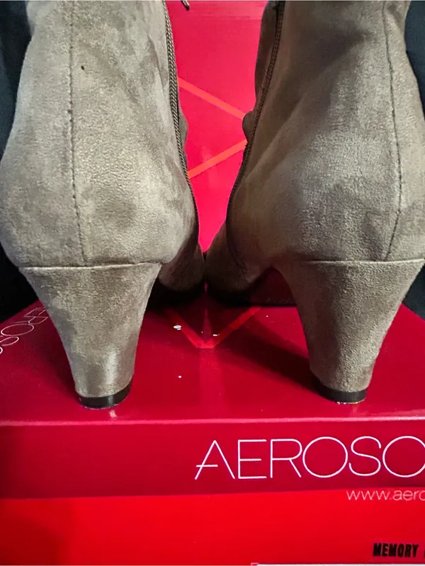Aerosoles Red Light Taupe Fabric Mid-Heel Ankle Boots Women’s 8M - Image 6