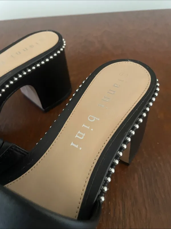Black Studded Platform Mule Heels size 8 by Gianni bini - Image 3