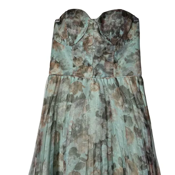 Lulus Most Beautiful Day Sage Multi Floral Print Organza Maxi Dress Large NWT - Image 5