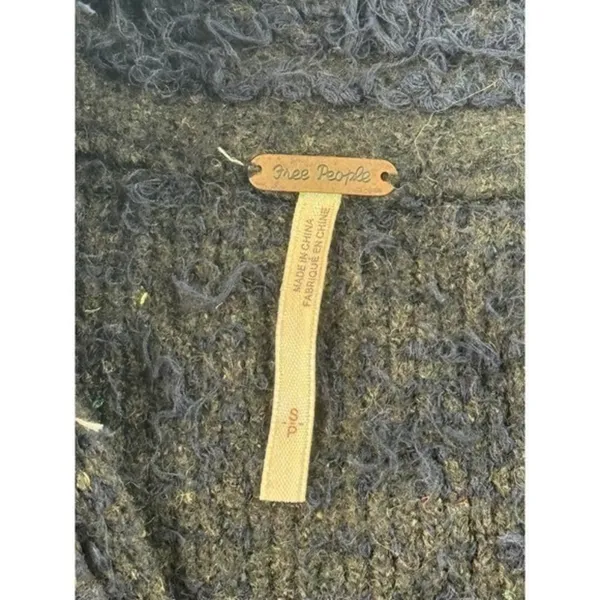 Free People Fuzzy Stripe‎ Button Front Cardigan Blue Olive Green Women's S - Image 13