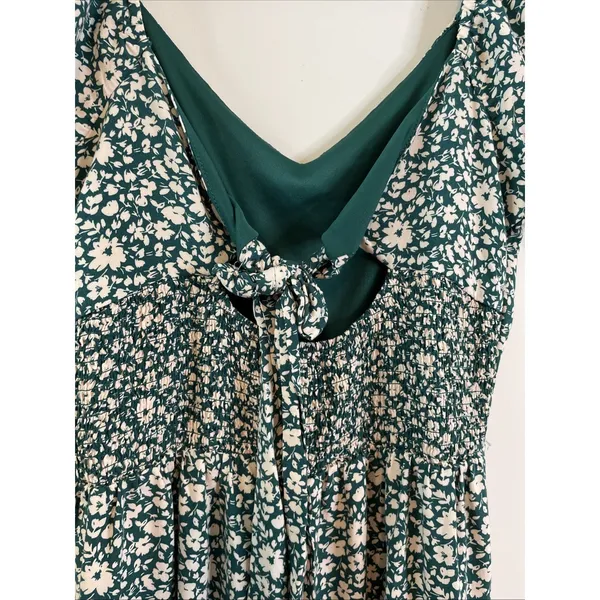 As You Wish XL Teal Floral Wide Leg Jumpsuit Puff Sleeve Boho Romper‎ - Image 10