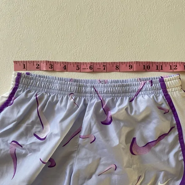 Nike Dri-Fit Running Shorts L Purple Swoosh Print Lightweight Activewear - Image 4