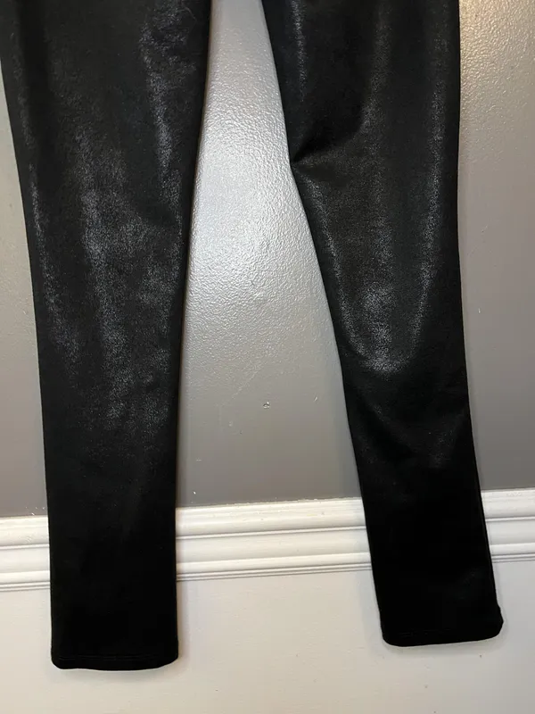 Chocolat Pants Womens Large Black Coated Ponte Skinny Faux Leather HP9429S - Image 6