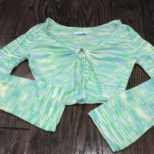 AMERICAN EAGLE green knit boho sweater size small - Image 5