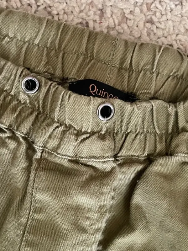 Quince Organic Cotton Linen Twill Straight Leg Pant Army Green Crop Medium - Image 9