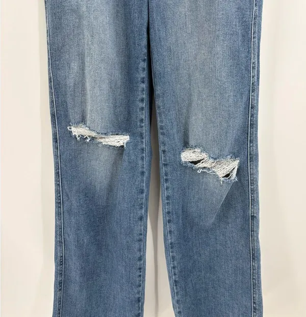 Judy blue straight leg blue jeans tummy control knee distress ripped size 25 - Image 5