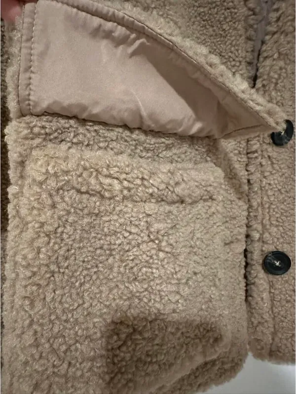 Mango Teen's Shearling-Effect Coat NWT Tan Teens Large - Image 9