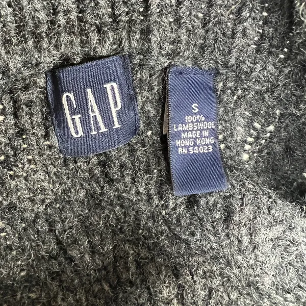GAP Wool Cable Knit Cardigan Vintage Gray Y2K Dark Cottagecore - Image 3