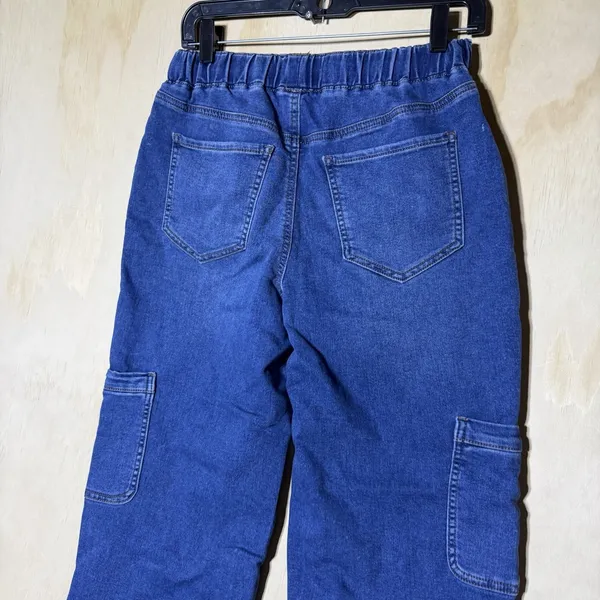 SO Denim Cargo Jogger Pants Women's Small Blue Stretch Utility Casual Pull‎ On - Image 7