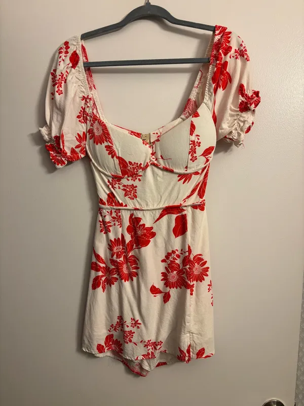 Olivaceous Red Patterned Mini Dress - Image 3