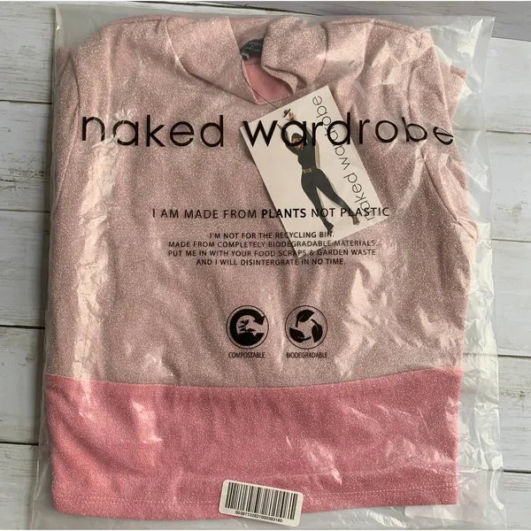 NWT Naked Wardrobe On the Glow‎ Long Sleeve Turtleneck Crop Top in Pink - Image 3