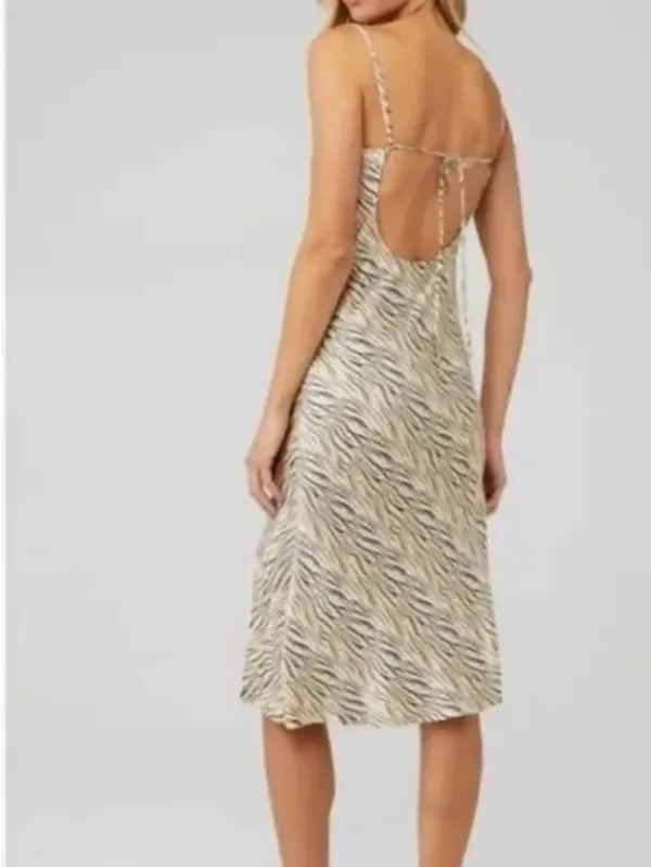 For Love & Lemons Zebra Slip Maxi Dress | Y2K Cowl Neck | Mob Wife Resort S - Image 2