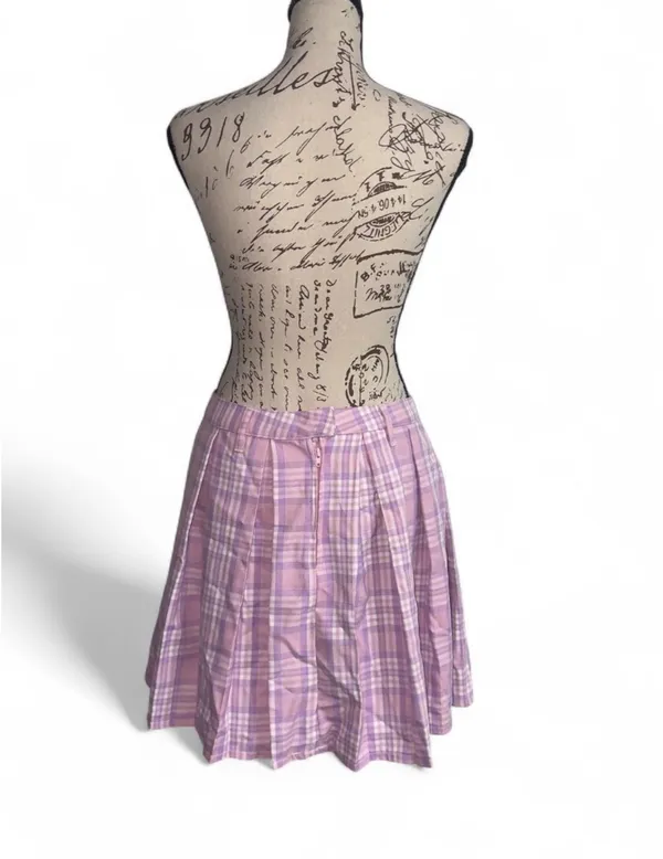 New with tags Medium Hot Topic Sweet Society Pink & Lavender Plaid Pleated Skirt - Image 4