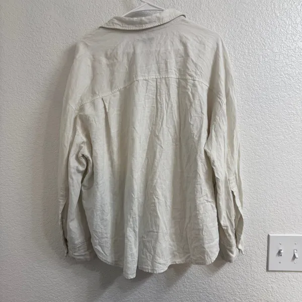 CARBON38 Linen Oversized Button Up Shirt Cream Size Large - Image 3