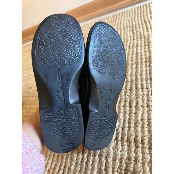 Clarks Black Leather Clogs Women Size 8 M Slip On Comfort Shoes - Image 6