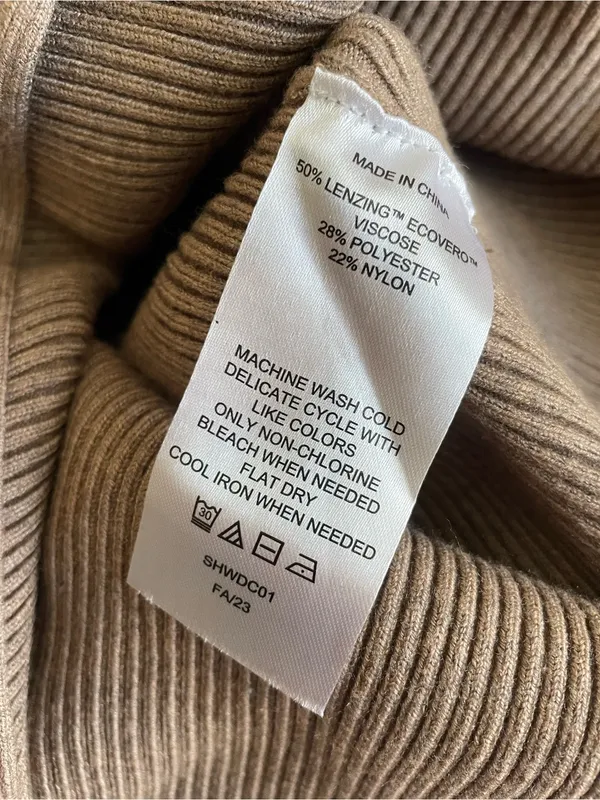 Quince Eco-Knit Ribbed Mock Neck Sweater Dress in Warm Taupe Size Large - Image 4