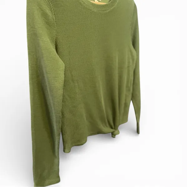 Madewell Womens Jacquard Elwood Knot Front Ribbed Top In Green - Image 6